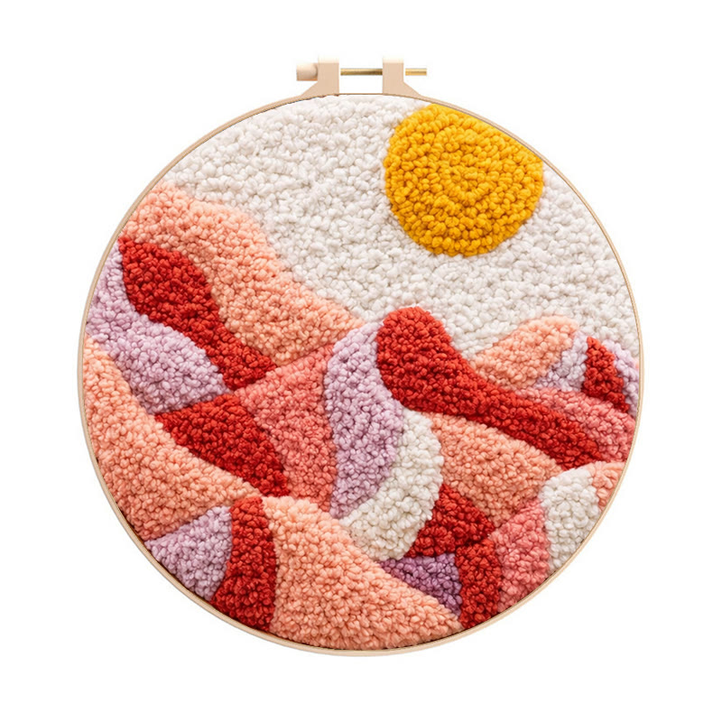 Desert Sunrise Punch Needle Kit - Starter Friendly Project | Inviting Home Accent - 8 inch Hoop Kit - image 1