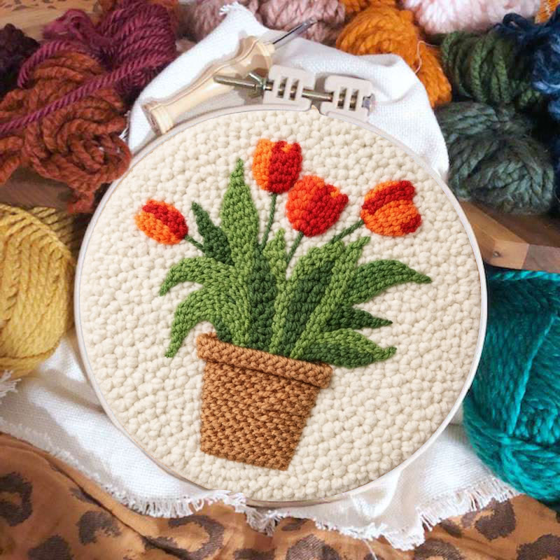 Potted Tulip Punch Needle Kit - Easy Beginner Craft | Warm Home Charm - image 2
