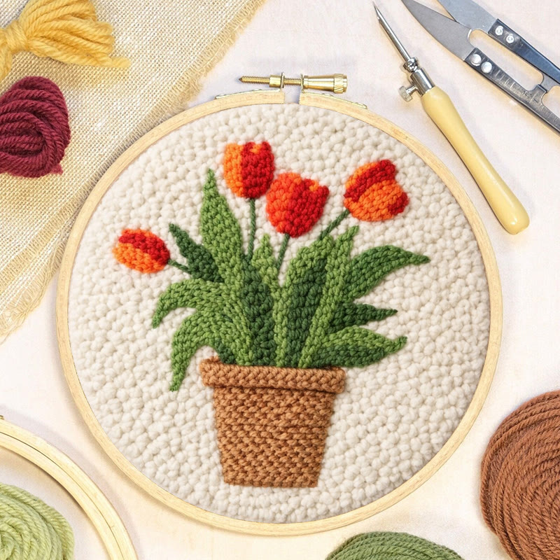 Potted Tulip Punch Needle Kit - Easy Beginner Craft | Warm Home Charm - image 6