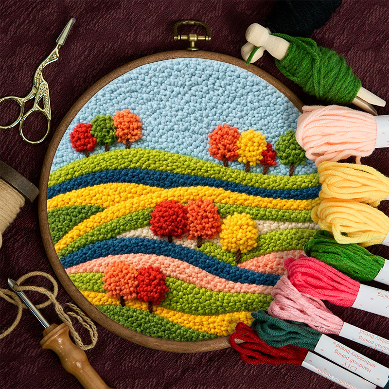 Autumn Field Punch Needle Kit - Joyful Craft Activity | Vibrant Home Statement - image 11