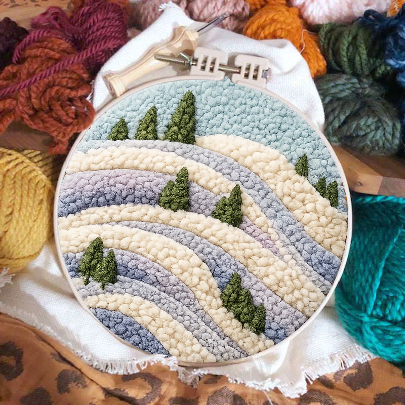 Snowy Ridge Pine Punch Needle Kit - Gentle Diy Experience | Serene Home Find - image 2