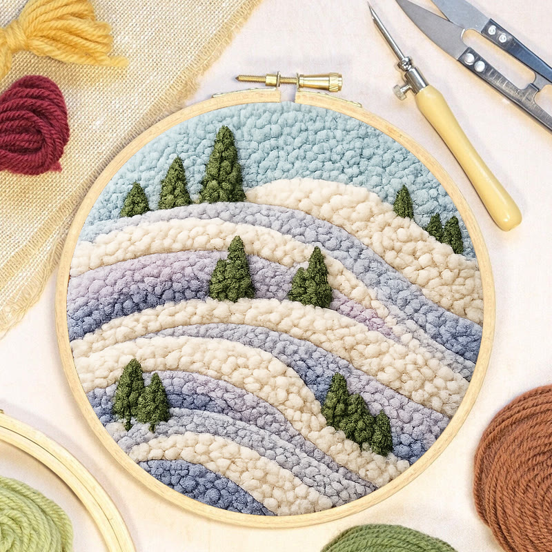 Snowy Ridge Pine Punch Needle Kit - Gentle Diy Experience | Serene Home Find - image 6