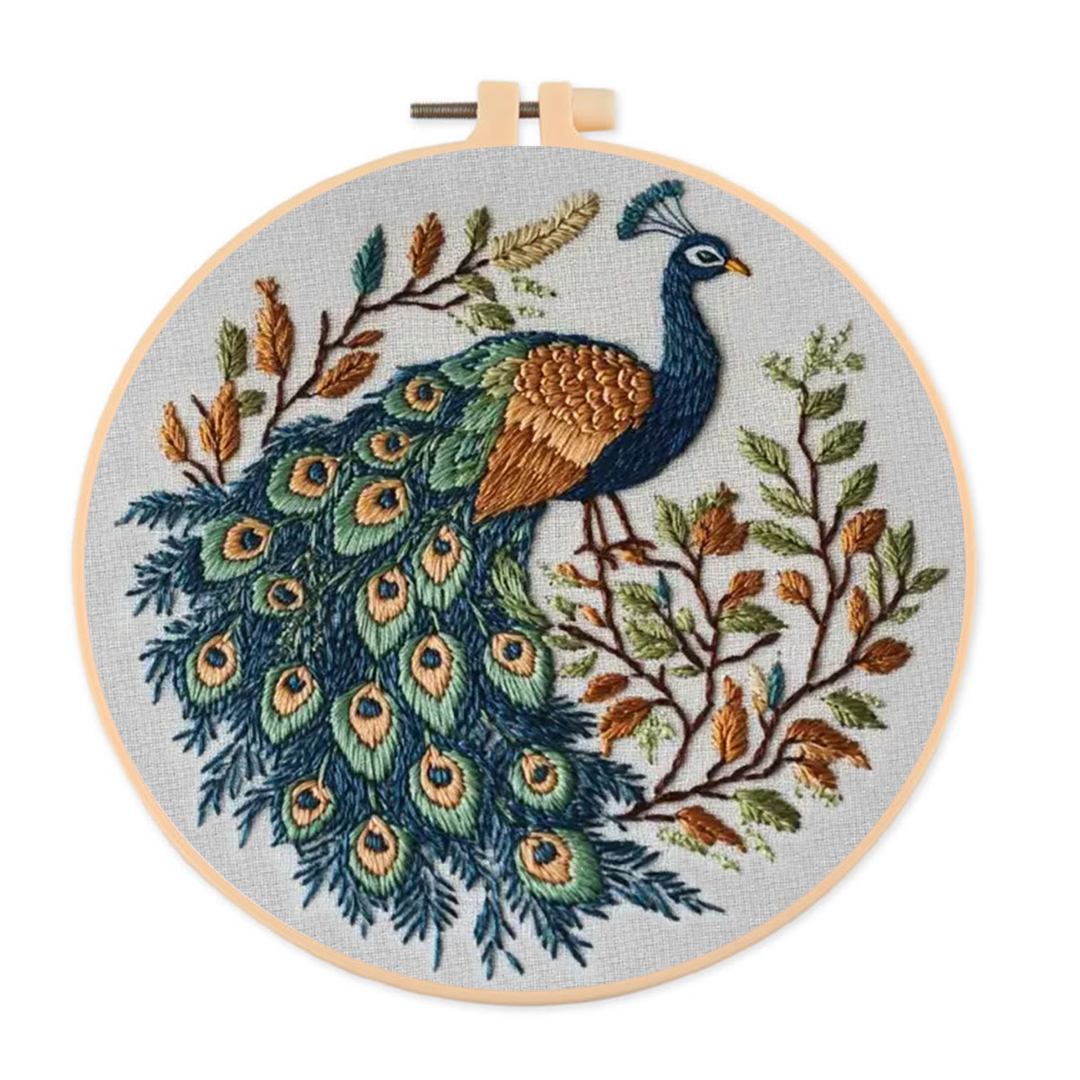 Rubbyoo Embroidery Kit - Elegant Peacock | Diy Hoop Art | Unique Decorative Needlework  - 20*20cm - image 1