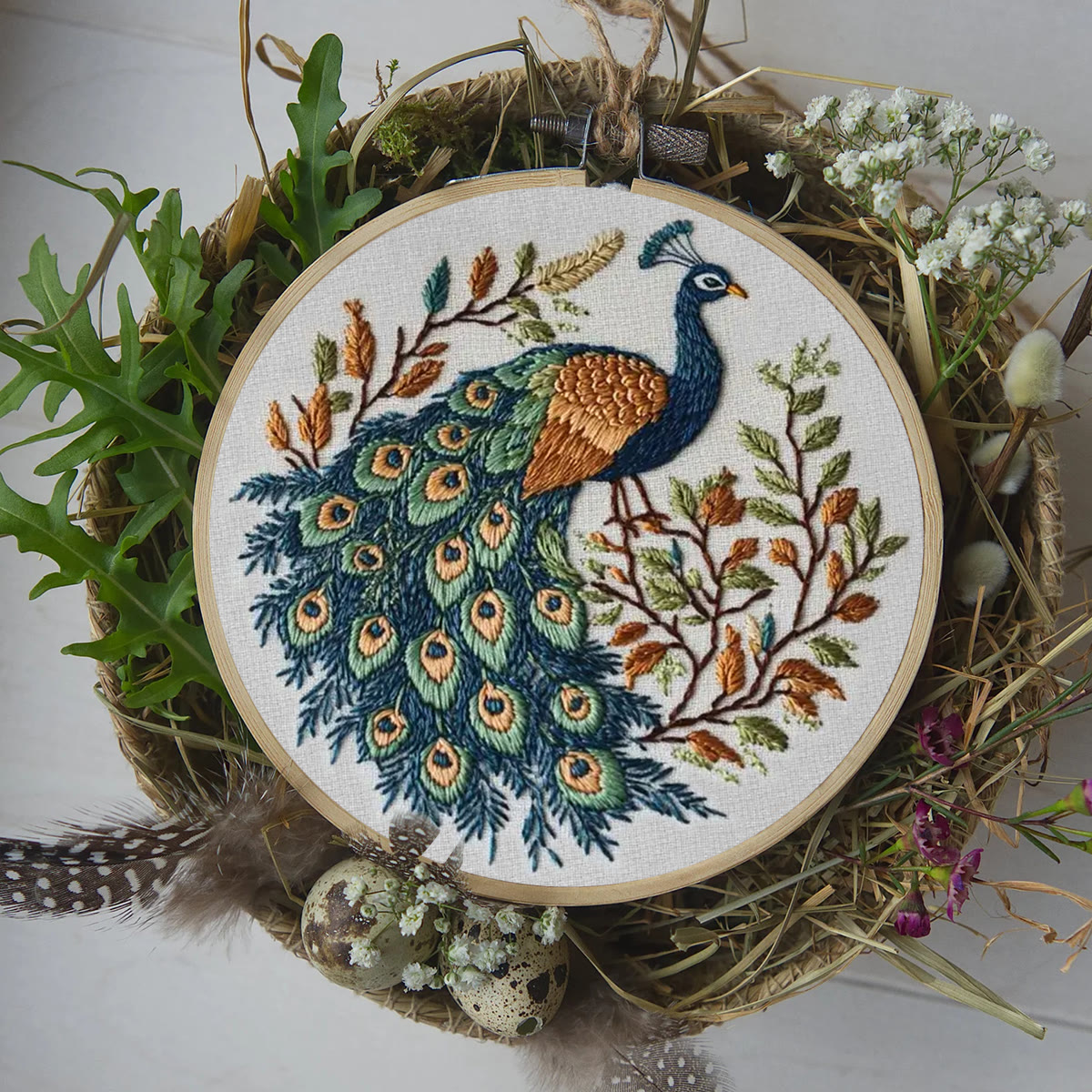 Rubbyoo Embroidery Kit - Elegant Peacock | Diy Hoop Art | Unique Decorative Needlework  - image 9