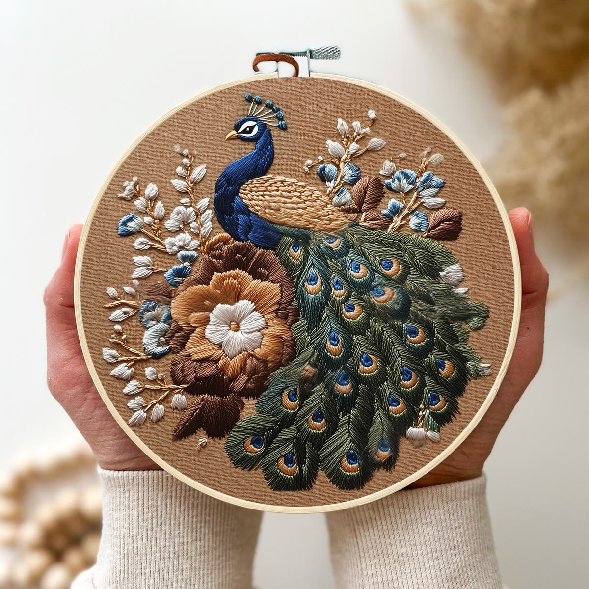 Rubbyoo Embroidery Kit - Peacock And Vintage Floral | Novice Friendly Craft | Elegant Home Addition - image 2