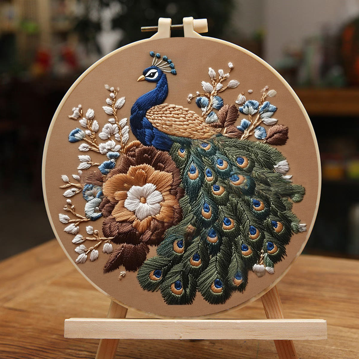 Rubbyoo Embroidery Kit - Peacock And Vintage Floral | Novice Friendly Craft | Elegant Home Addition - image 5