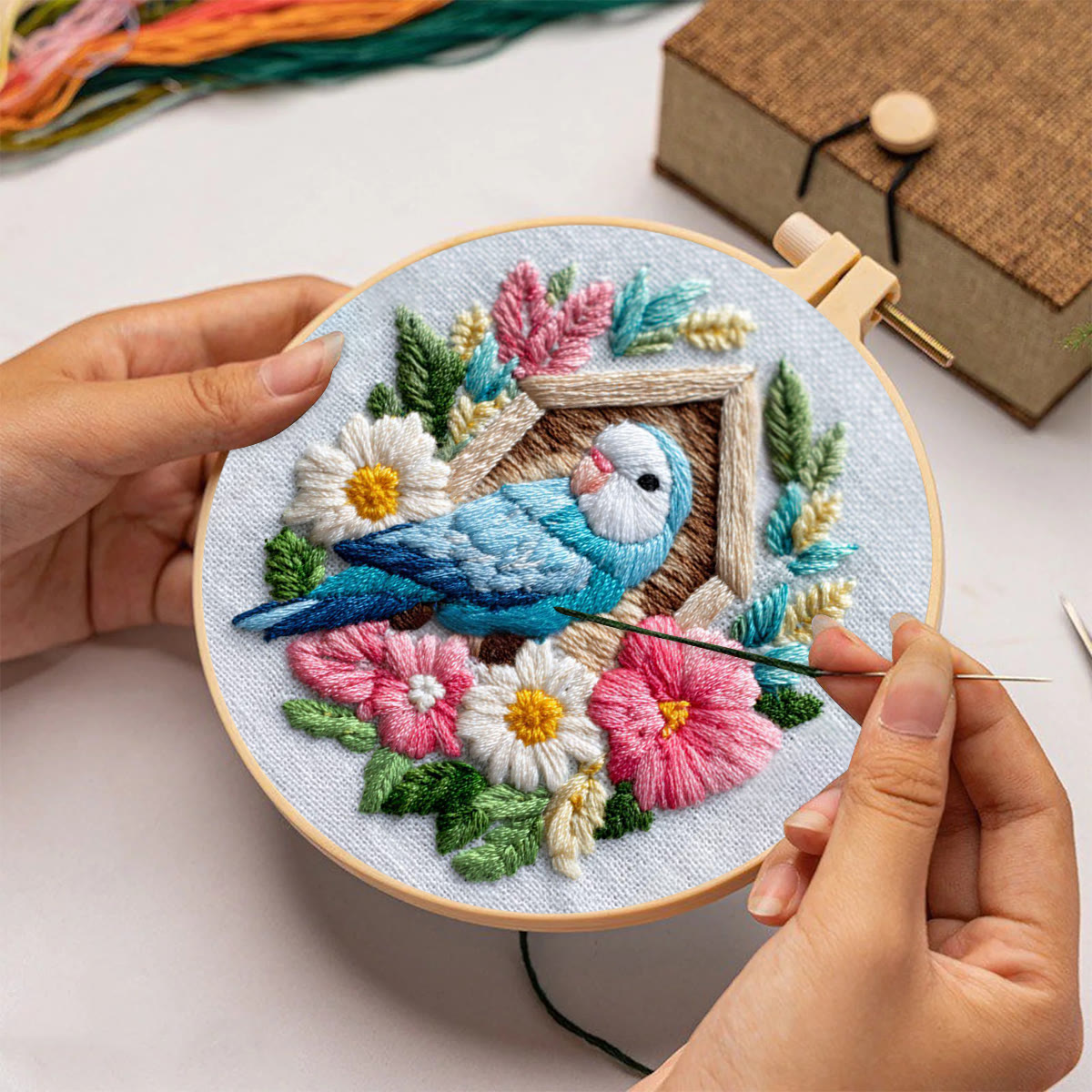 Rubbyoo Embroidery Kit - Parrot And Birdhouse | Gentle Diy Project | Heartwarming Present Pick - image 3