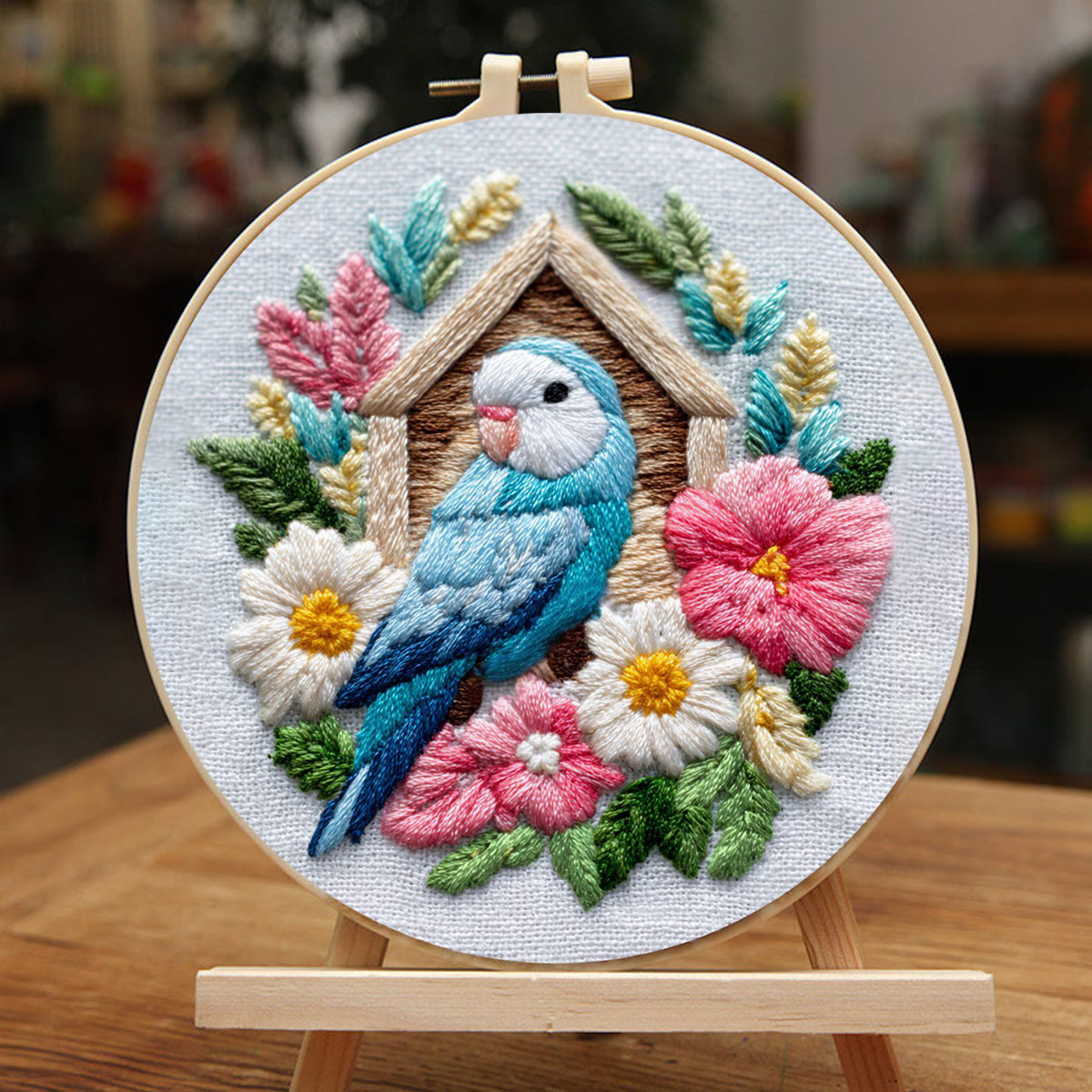 Rubbyoo Embroidery Kit - Parrot And Birdhouse | Gentle Diy Project | Heartwarming Present Pick - image 2