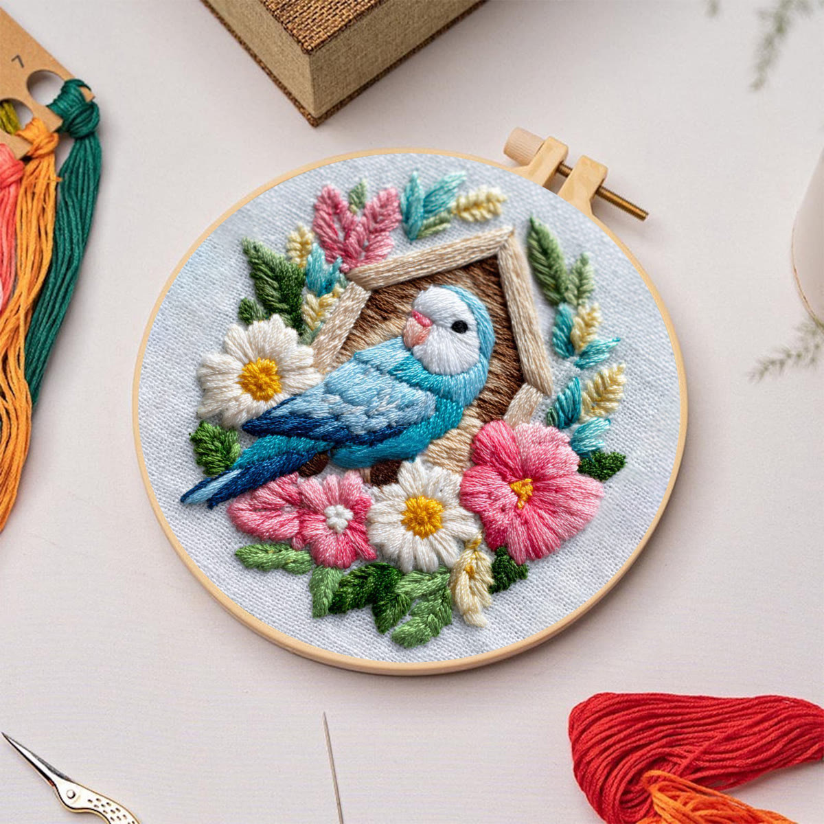 Rubbyoo Embroidery Kit - Parrot And Birdhouse | Gentle Diy Project | Heartwarming Present Pick - image 6