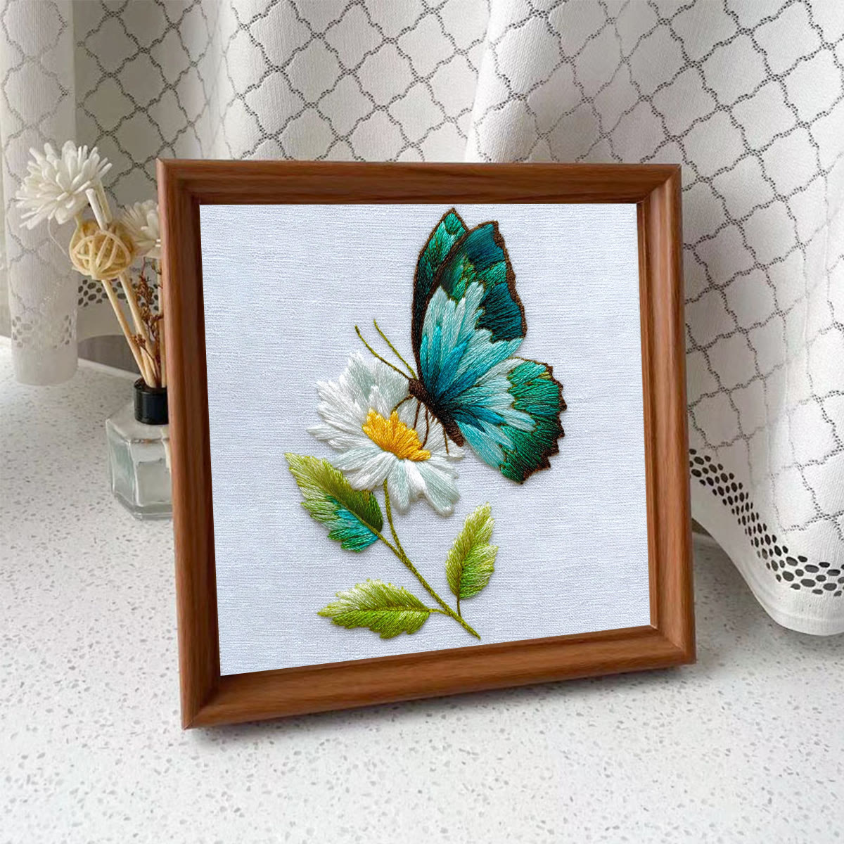 Rubbyoo Embroidery Kit - Butterfly And Daisy | Starter Friendly Craft | Delicate Home Charm - Embroidery Kit Plus An Extra Frame - image 4