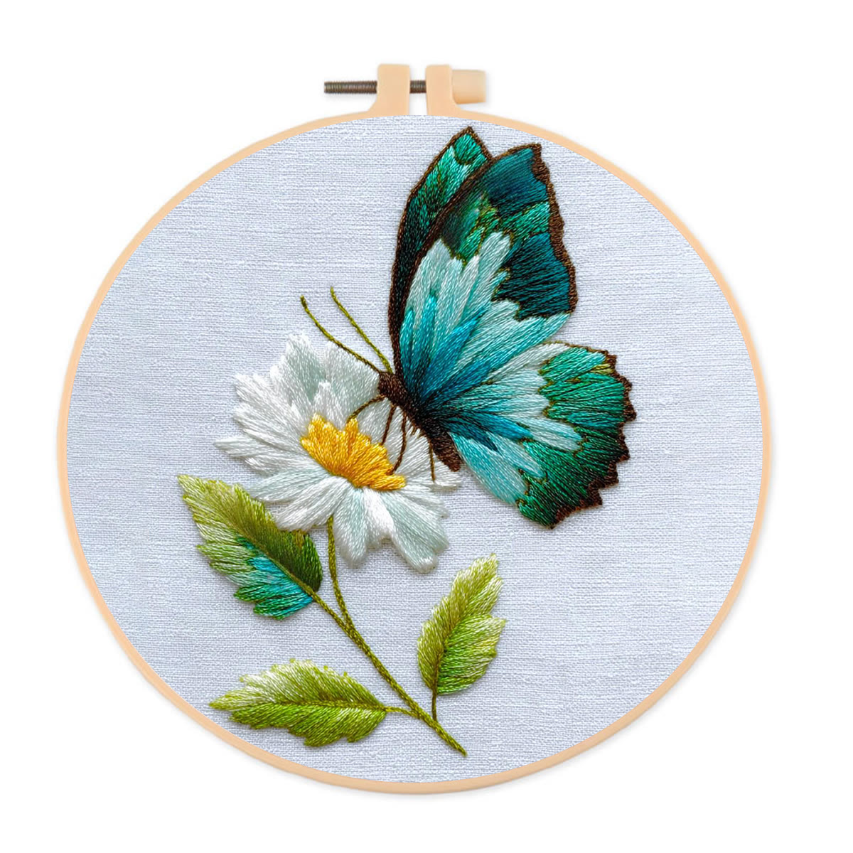 Rubbyoo Embroidery Kit - Butterfly And Daisy | Starter Friendly Craft | Delicate Home Charm - 20*20cm - image 1
