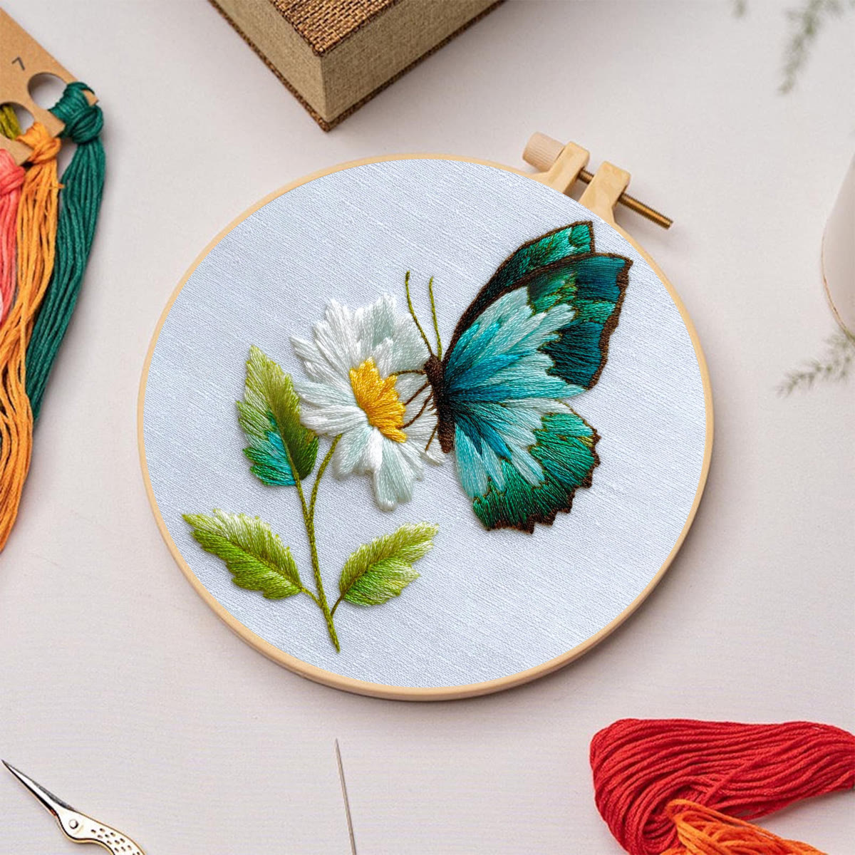 Rubbyoo Embroidery Kit - Butterfly And Daisy | Starter Friendly Craft | Delicate Home Charm - image 3