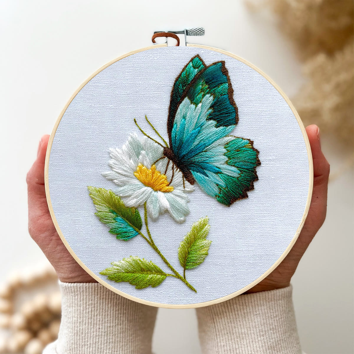 Rubbyoo Embroidery Kit - Butterfly And Daisy | Starter Friendly Craft | Delicate Home Charm - image 2