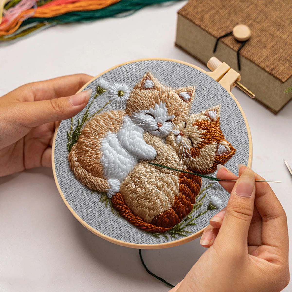 Rubbyoo Embroidery Kit - Snuggling Kittens | Joyful Handcraft | Cozy Gift Choice - image 2