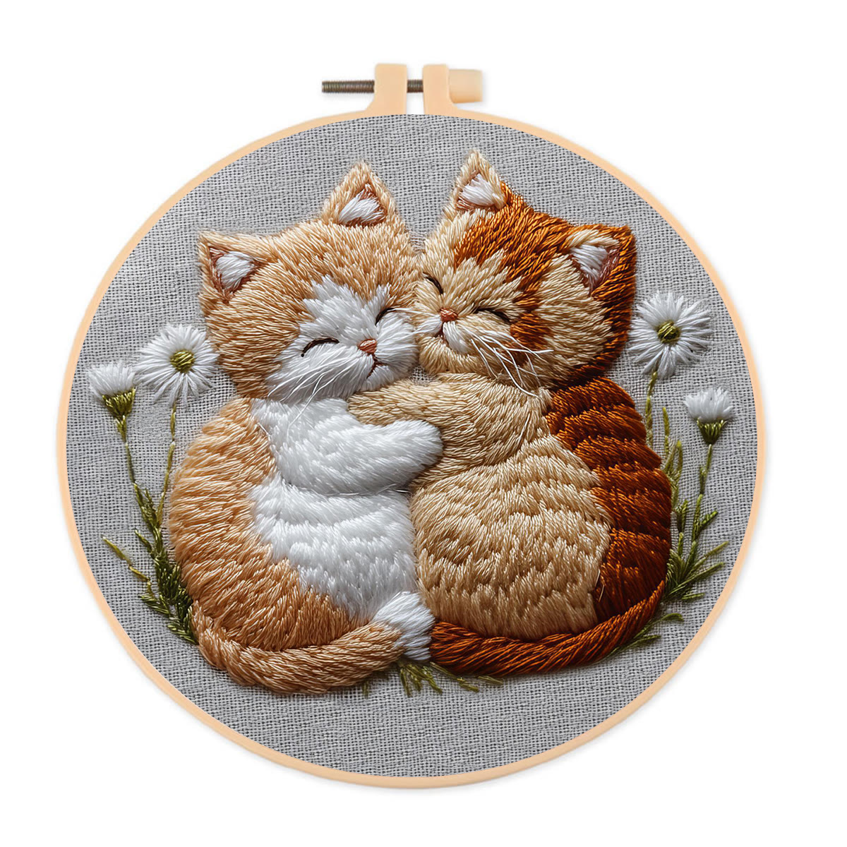Rubbyoo Embroidery Kit - Snuggling Kittens | Joyful Handcraft | Cozy Gift Choice - 20*20cm - image 1