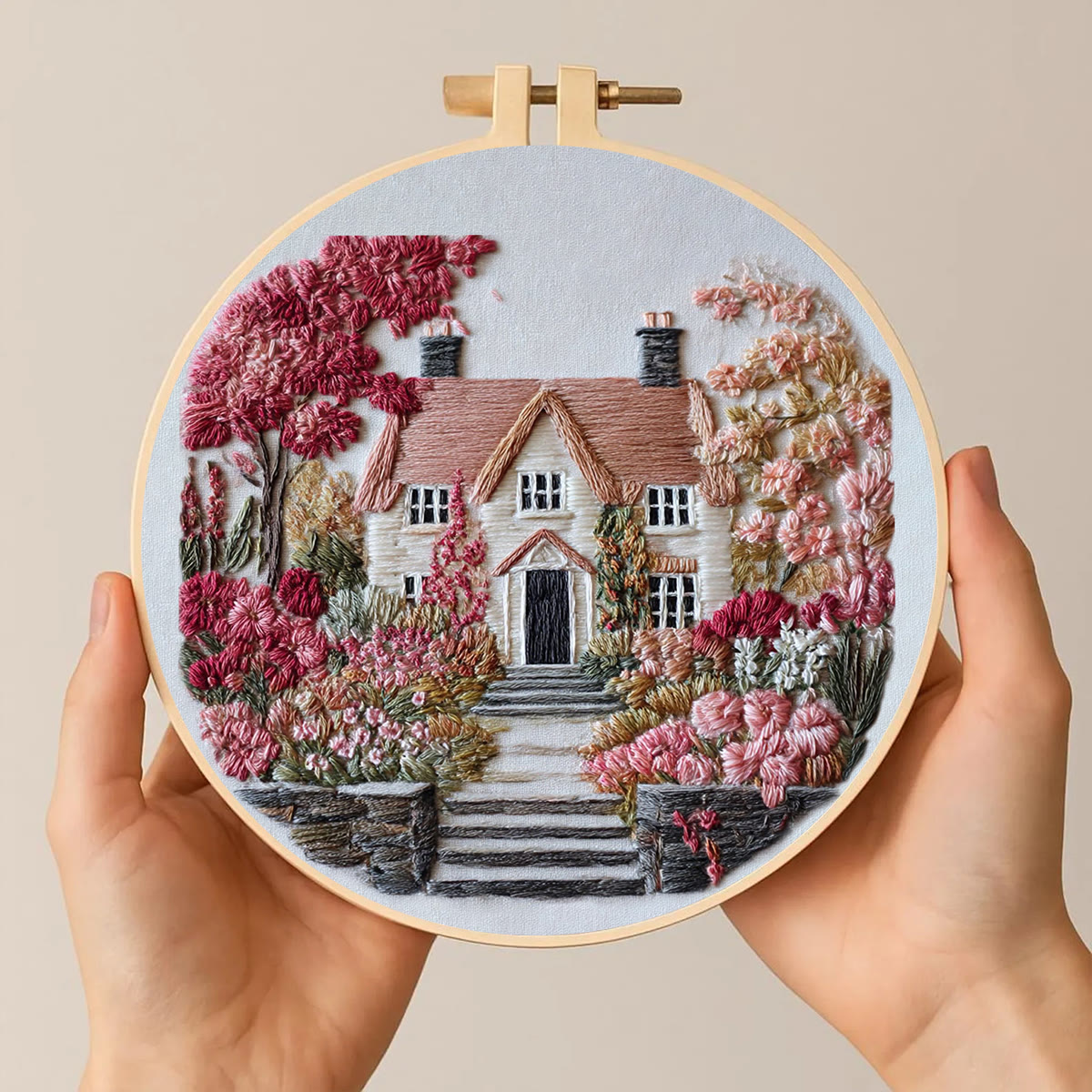 Rubbyoo Embroidery Kit - Autumn Floral Cottage | Relaxing Craft Activity | Inviting Home Touch - image 2