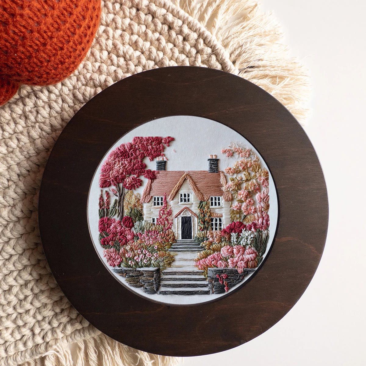 Rubbyoo Embroidery Kit - Autumn Floral Cottage | Relaxing Craft Activity | Inviting Home Touch - image 5