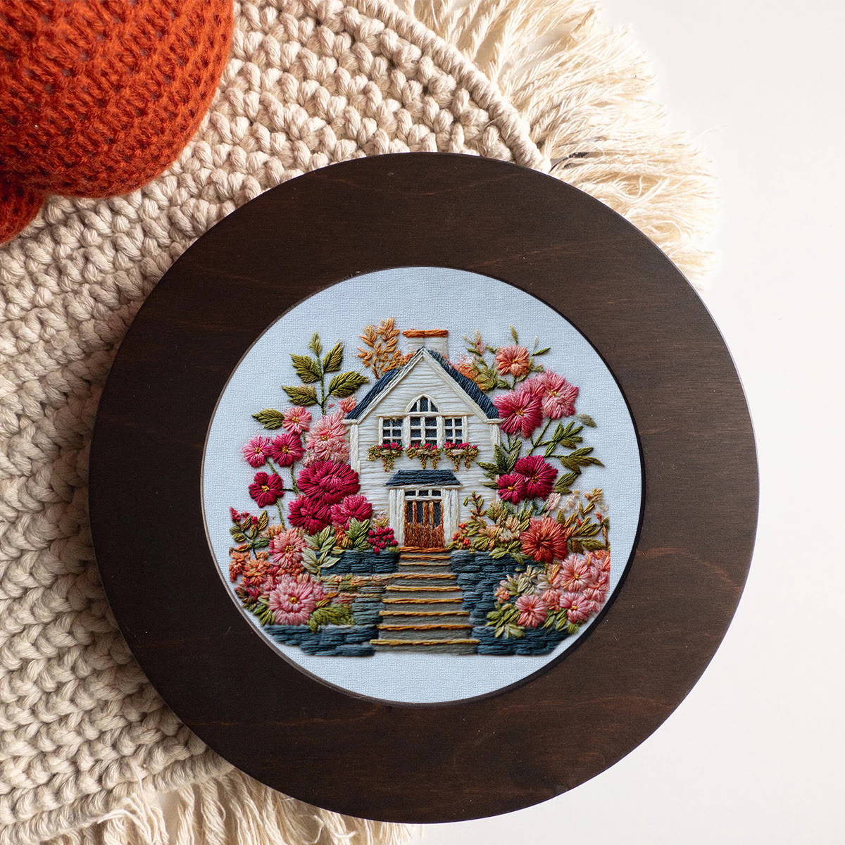 Rubbyoo Embroidery Kit - Floral Surrounded Cottage | Entry Level Diy | Warm Home Accent - image 5