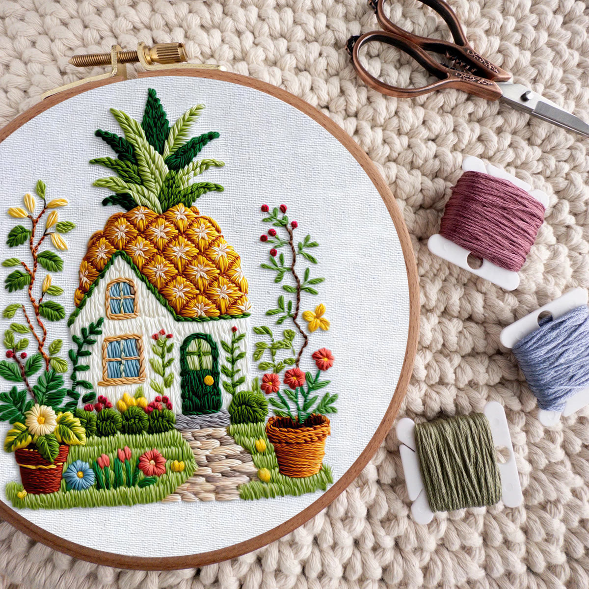 Rubbyoo Embroidery Kit - Pineapple Roof Cottage | Simple Handcraft | Charming Gift Option - image 10