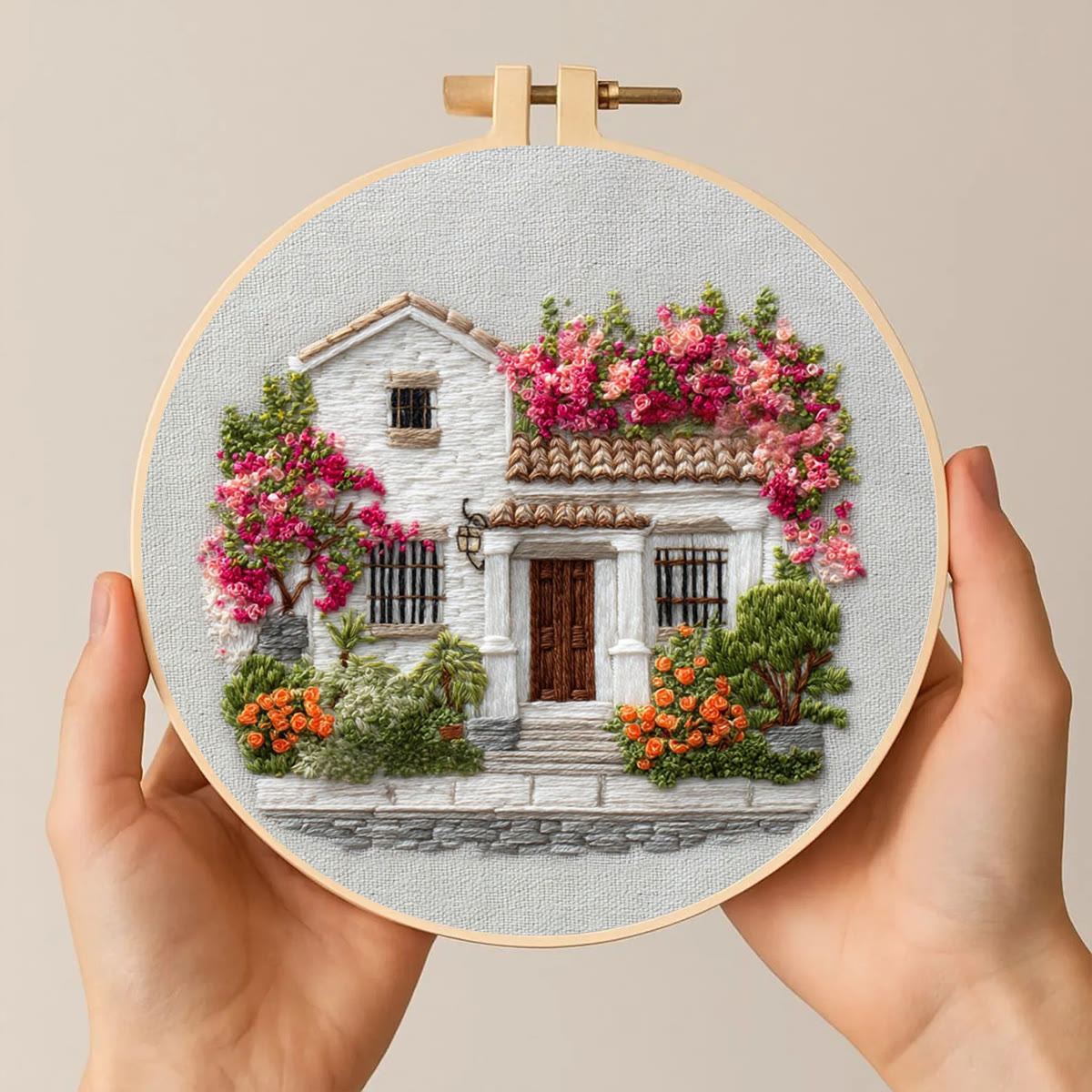 Rubbyoo Embroidery Kit - Bougainvillea Covered Villa | Calming Handwork | Warmhearted Present - image 2
