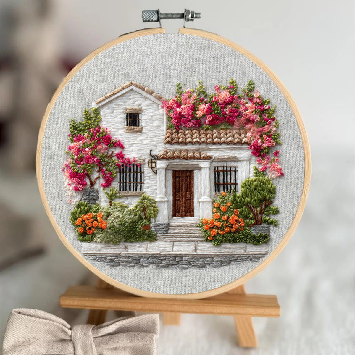 Rubbyoo Embroidery Kit - Bougainvillea Covered Villa | Calming Handwork | Warmhearted Present - image 3