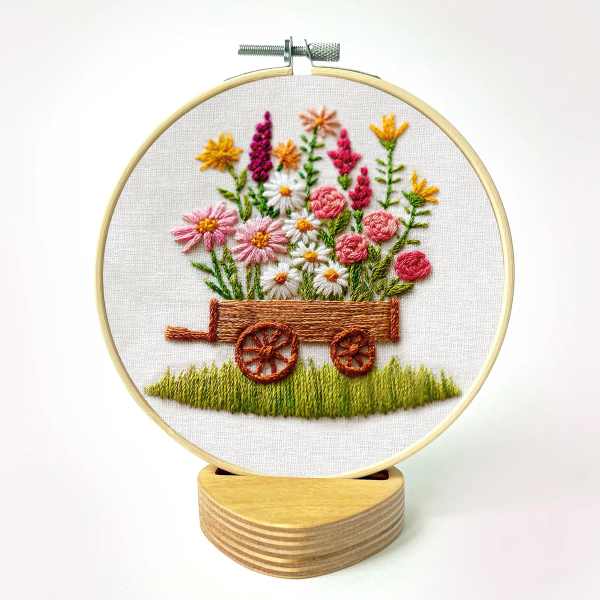 Rubbyoo Embroidery Kit - Wildflower Filled Cart | Creative Pastime | Charming Home Accent - image 2