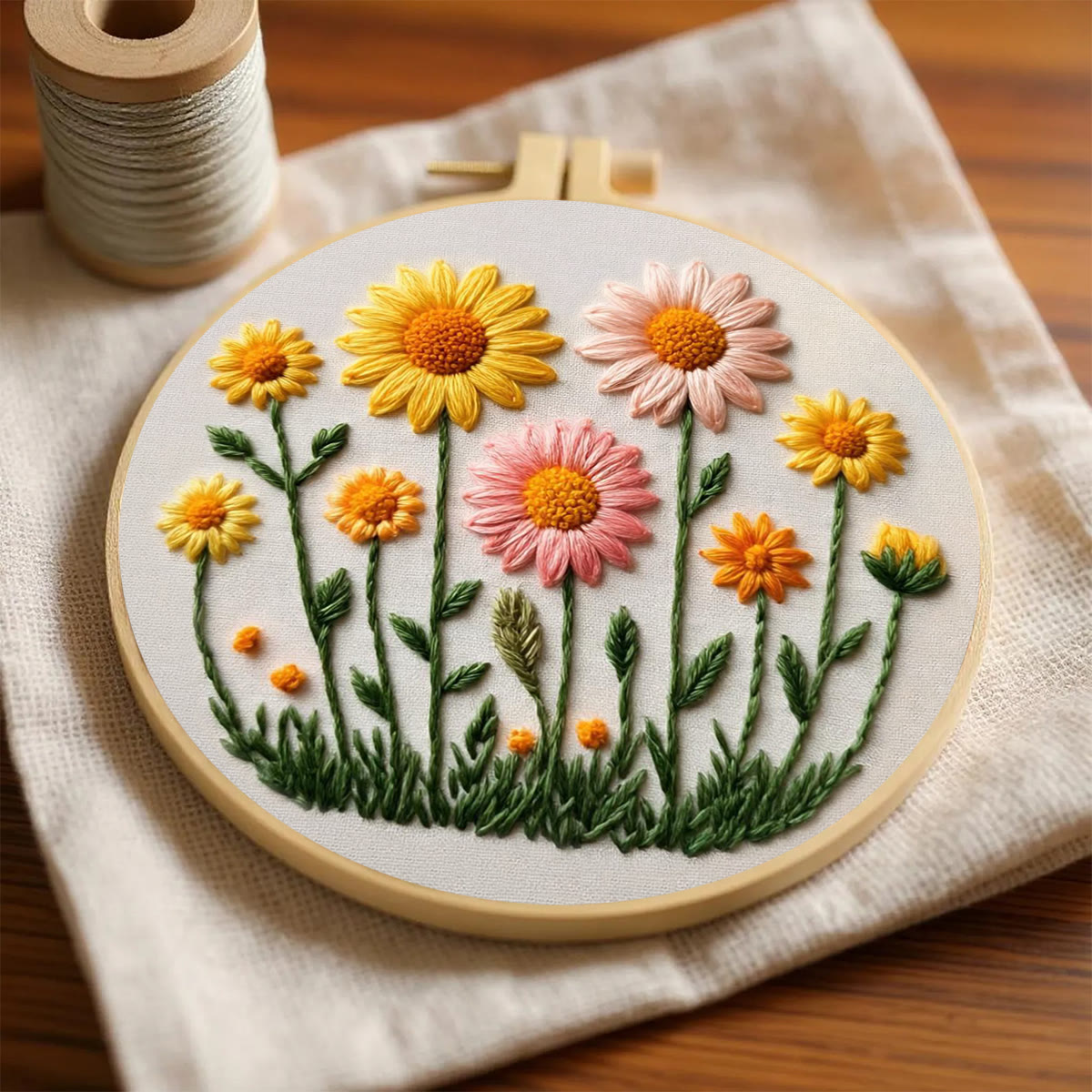 Rubbyoo Embroidery Kit - Pastel Daisy Meadow | Newbie Ready Project | Delightful Gift Pick - image 3