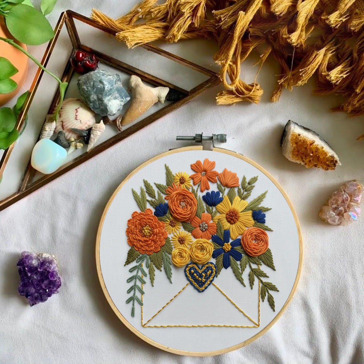 Rubbyoo Embroidery Kit - Floral Envelope With Heart | Relaxing Craft Session | Artistic Home Accent - image 3