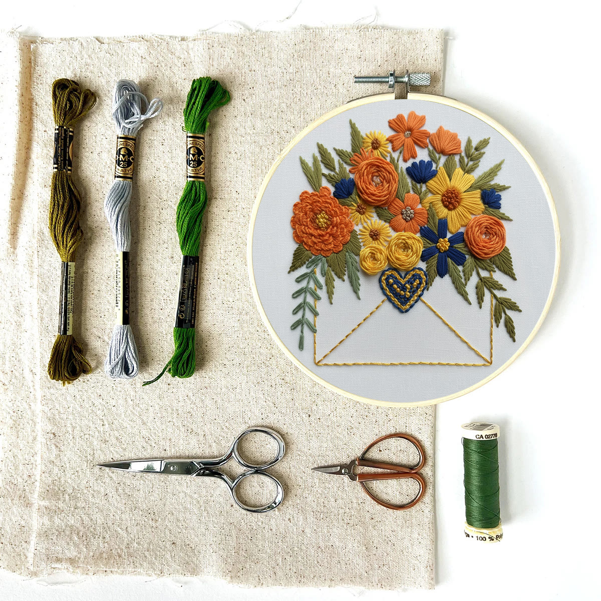 Rubbyoo Embroidery Kit - Floral Envelope With Heart | Relaxing Craft Session | Artistic Home Accent - image 9