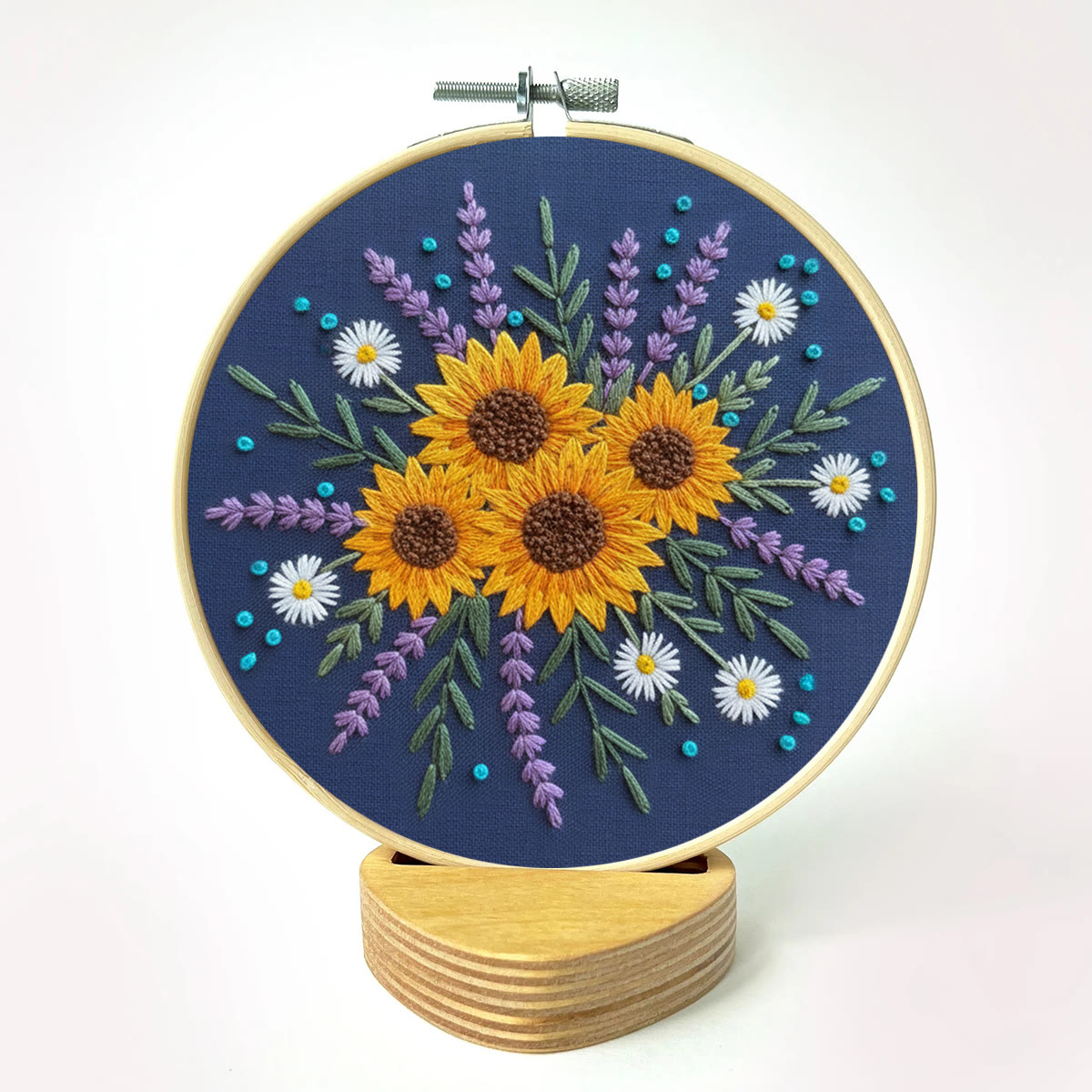 Rubbyoo Embroidery Kit - Sunflower And Lavender Bouquet | Beginner Safe Craft | Cheerful Home Accent - image 2