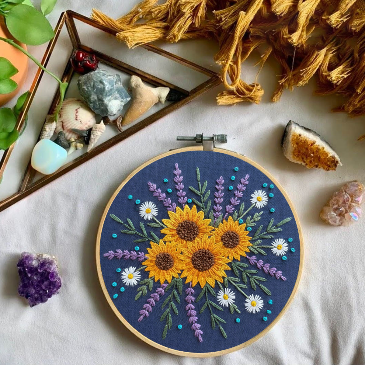 Rubbyoo Embroidery Kit - Sunflower And Lavender Bouquet | Beginner Safe Craft | Cheerful Home Accent - image 6