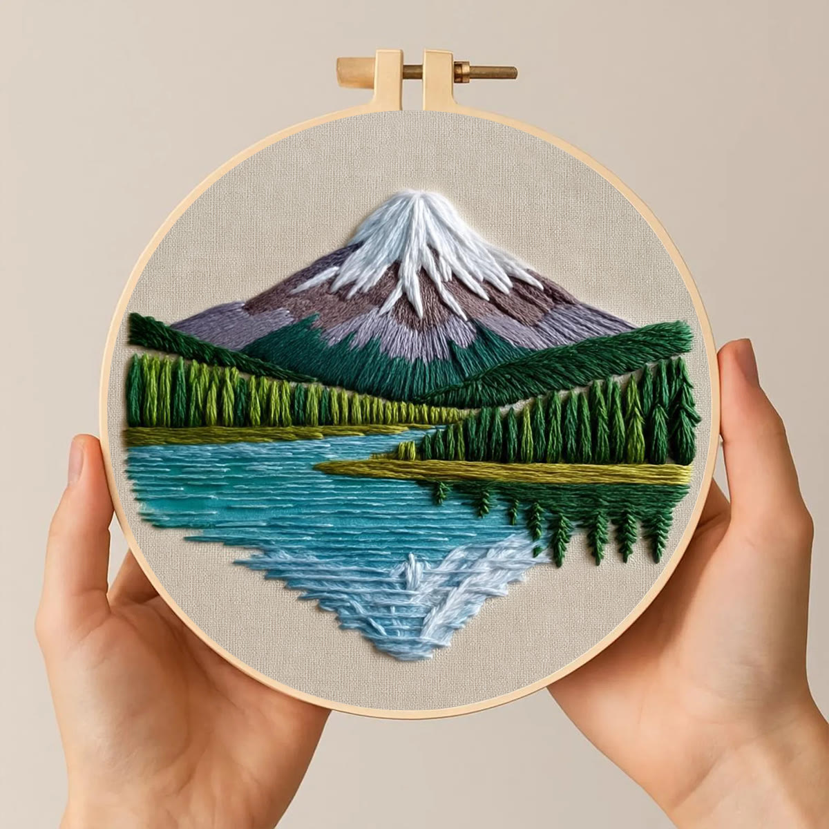 Rubbyoo Embroidery Kit - Snow-capped Mountain Lake | Accessible Diy | Serene Home Vibe - image 2