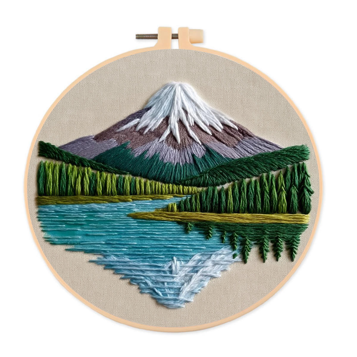 Rubbyoo Embroidery Kit - Snow-capped Mountain Lake | Accessible Diy | Serene Home Vibe - 20*20cm - image 1