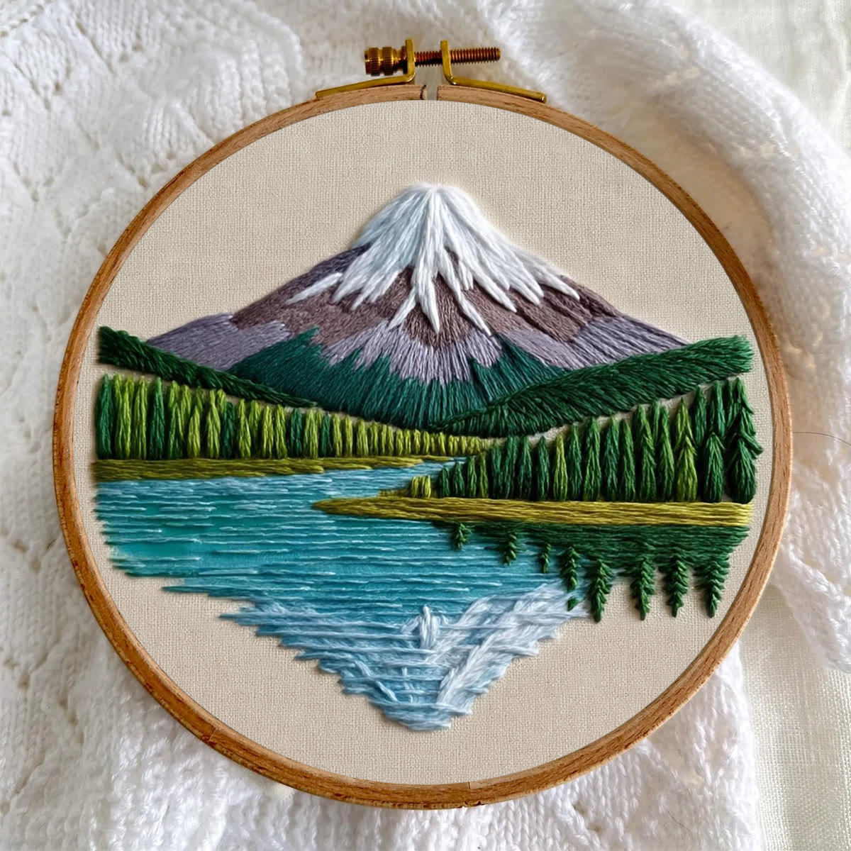 Rubbyoo Embroidery Kit - Snow-capped Mountain Lake | Accessible Diy | Serene Home Vibe - image 6