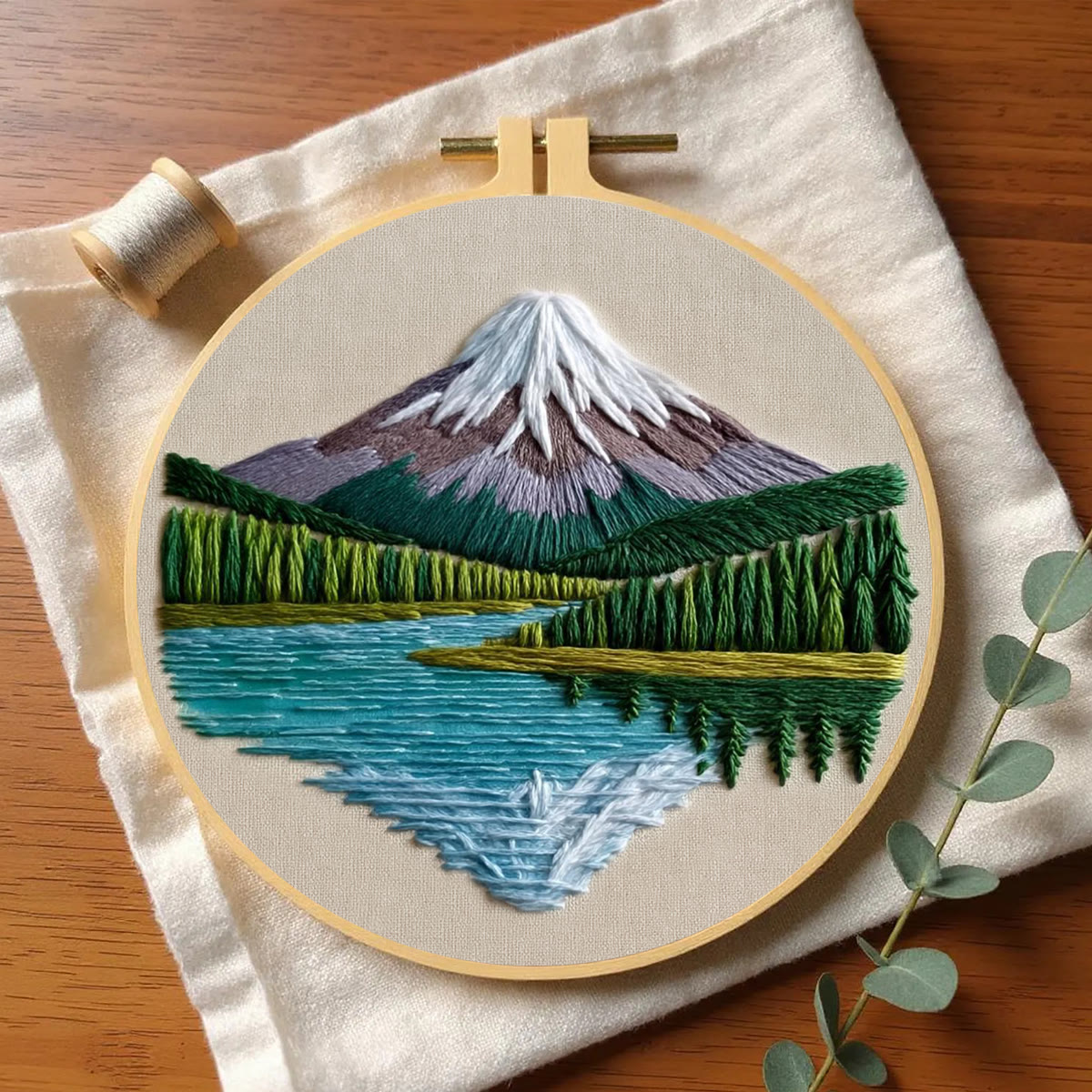 Rubbyoo Embroidery Kit - Snow-capped Mountain Lake | Accessible Diy | Serene Home Vibe - image 5