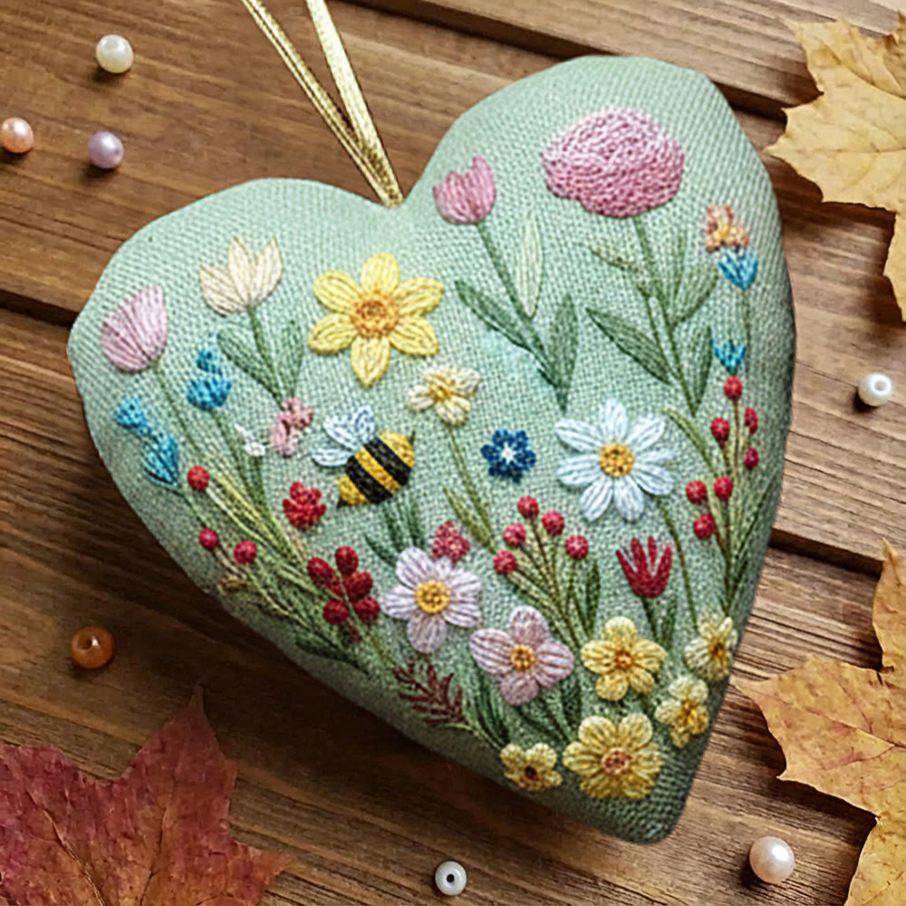 Rubbyoo Heart Embroidery Kit - Spring Wildflower And Bee | Fresh Diy | Cheerful Home Vibe - image 8