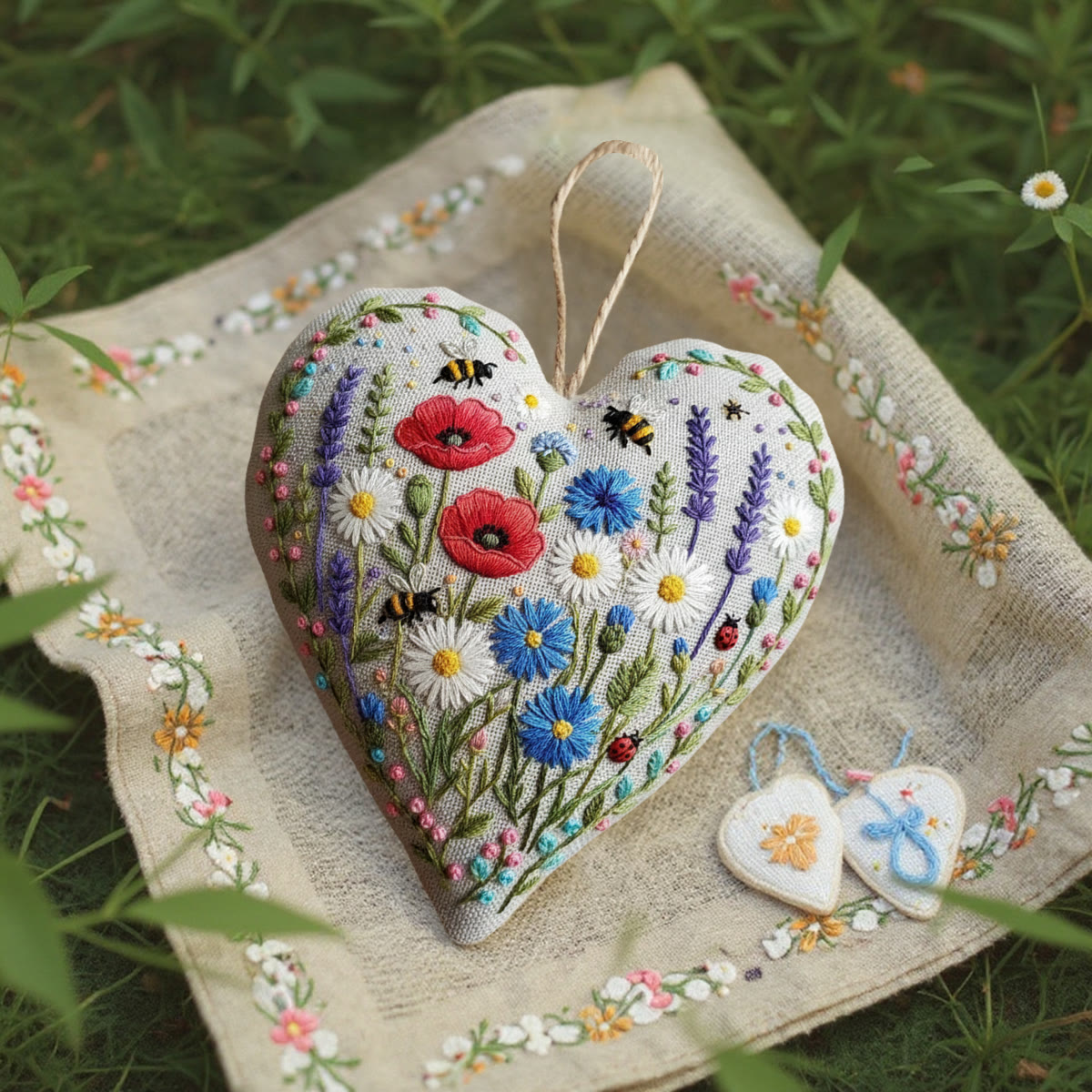 Rubbyoo Heart Embroidery Kit - Poppy And Wildflower Meadow | Fresh Diy | Vibrant Home Touch - image 2