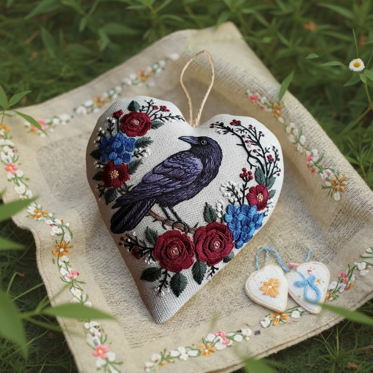 Rubbyoo Heart Embroidery Kit - Raven And Rose Wreath | Mysterious Craft | Elegant Home Accent - image 2