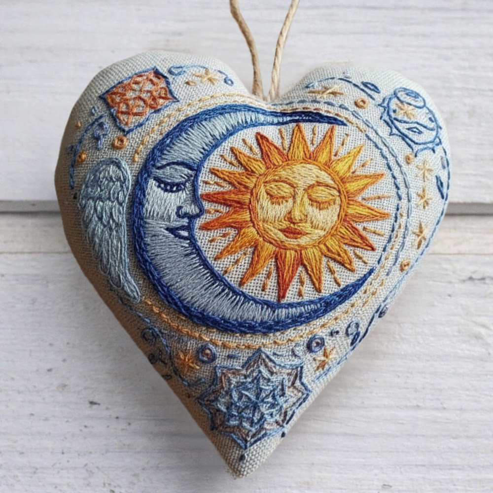 Rubbyoo Heart Embroidery Kit - Sun And Moon Celestial | Celestial Diy | Magical Home Touch - image 3