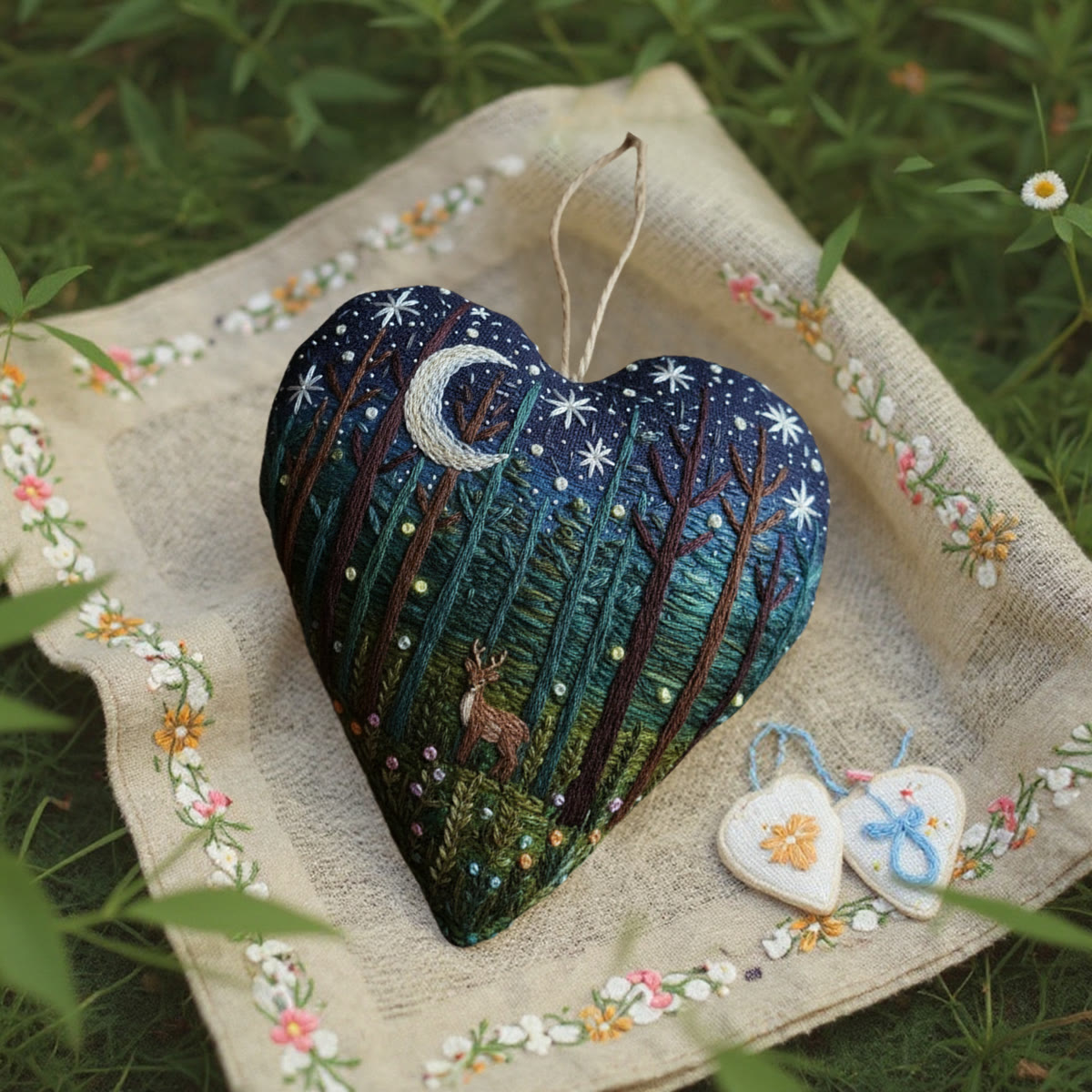 Rubbyoo Heart Embroidery Kit - Starry Forest and Deer | Relaxing Handwork | Magical Home Accent - image 2