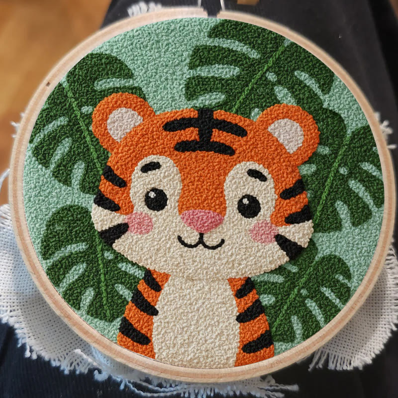 Tropical Tiger Cub Punch Needle Kit - Beginner Friendly Craft | Playful Home Accent - image 7