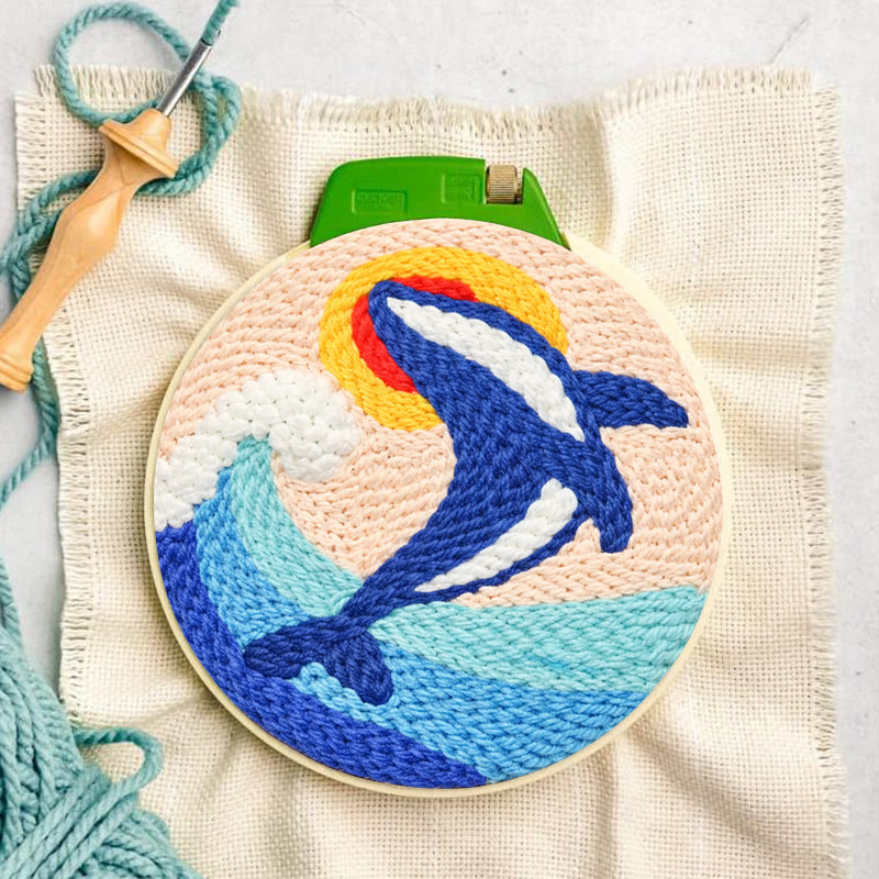 Leaping Orca Wave Punch Needle Kit - Easy Diy Project | Vibrant Home Statement - image 3