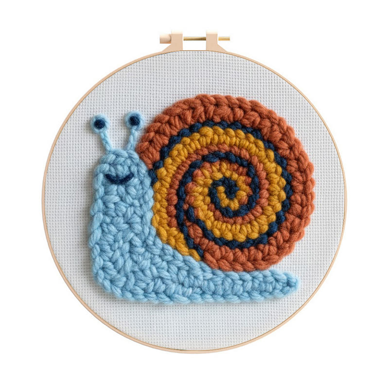 Swirly Shell Snail Punch Needle Kit - Gentle Handwork | Charming Home Touch - 8 inch Hoop Kit - image 1