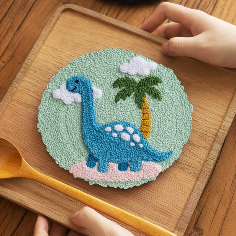 Brachiosaurus Paradise Punch Needle Kit - Entry Level Craft | Whimsical Home Vibe - 5 inch Coaster Kit - image 4
