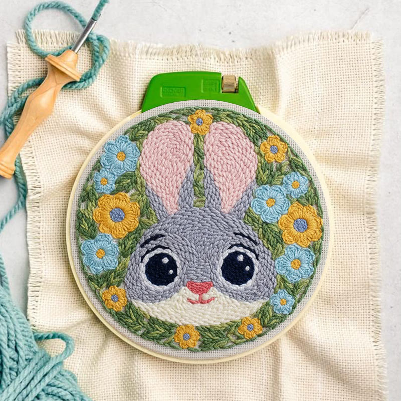 Floral Wreath Bunny Punch Needle Kit - Delightful Diy | Heartwarming Gift Pick - image 3