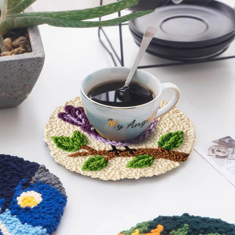 Perched Purple Bird Punch Needle Kit - Relaxing Craft | Delicate Home Addition - image 5