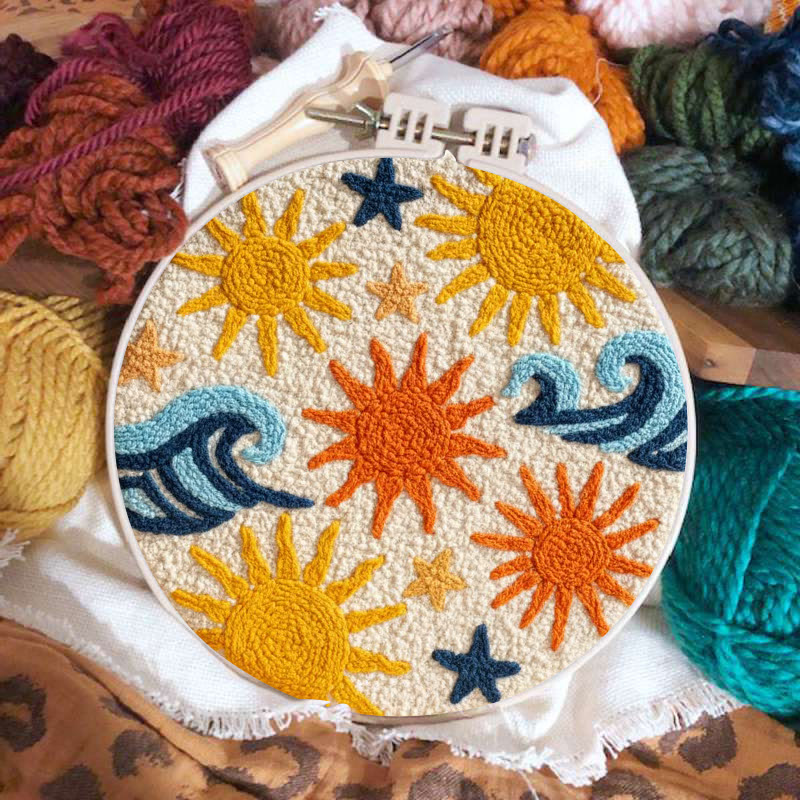 Sunny Coastal Wave Punch Needle Kit - Cheerful Craft | Vibrant Home Styling - image 2