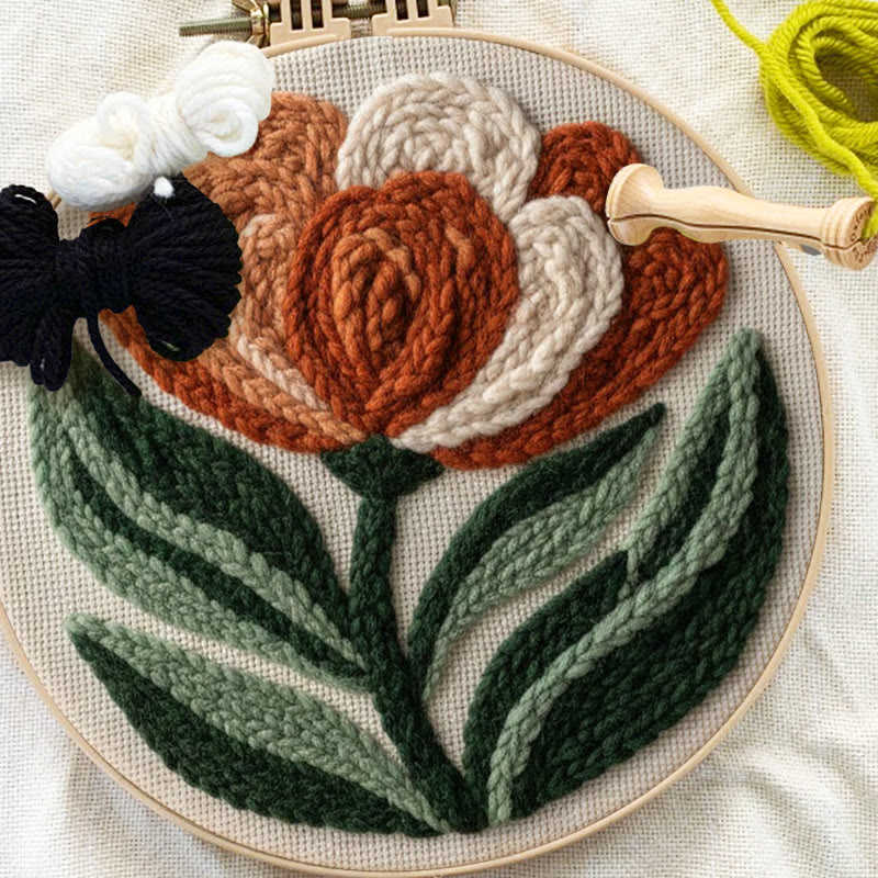 Terracotta Peony Bloom Punch Needle Kit - Accessible Craft | Elegant Home Statement - image 6