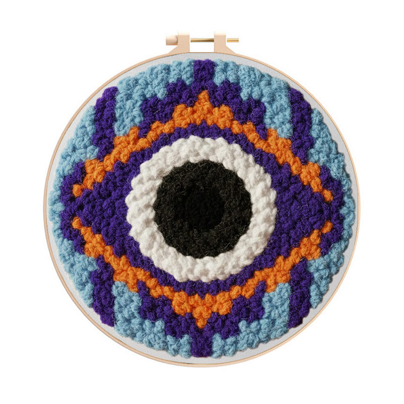 Bohemian Evil Eye Punch Needle Kit - Unique Diy | Bold Home Addition - 8 inch Hoop Kit - image 1