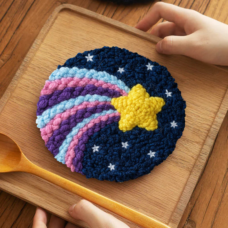 Shooting Star Rainbow Punch Needle Kit - Playful Craft | Magical Home Touch - 5 inch Coaster Kit - image 4